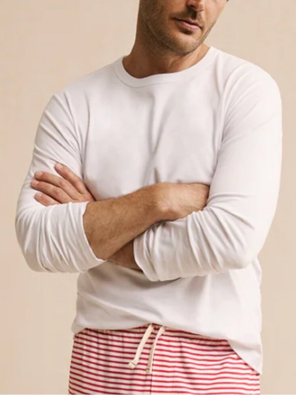 Lake Pajama Men's Long Sleeve Pima Cotton Tee in White Size XXL NWOT